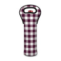 Burgundy And White Check Pattern Print Single Neoprene Wine Tote