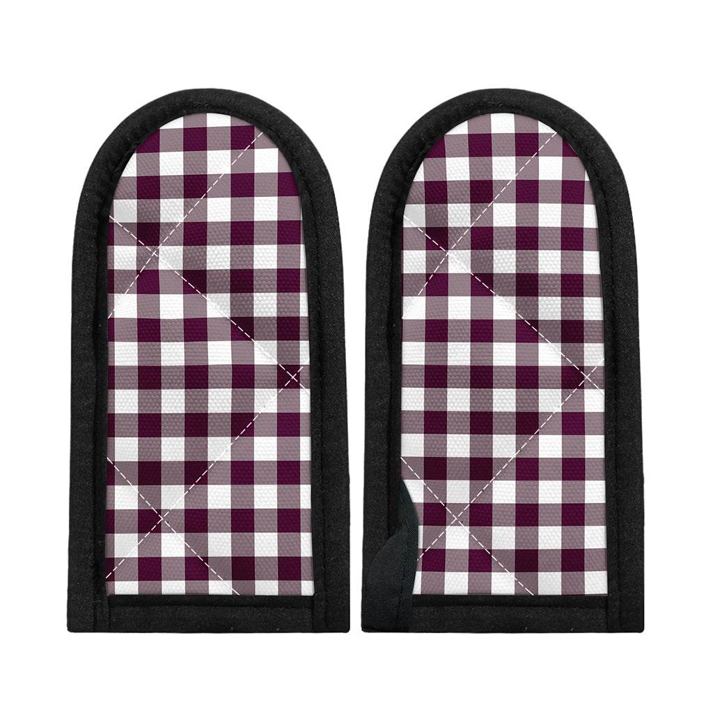 Burgundy And White Check Pattern Print Skillet Handle Cover