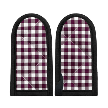Burgundy And White Check Pattern Print Skillet Handle Cover