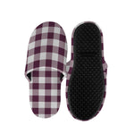 Burgundy And White Check Pattern Print Slippers