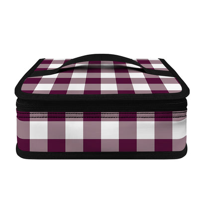 Burgundy And White Check Pattern Print Small Lunch Bag