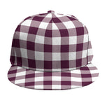 Burgundy And White Check Pattern Print Snapback Cap