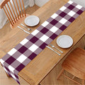 Burgundy And White Check Pattern Print Table Runner