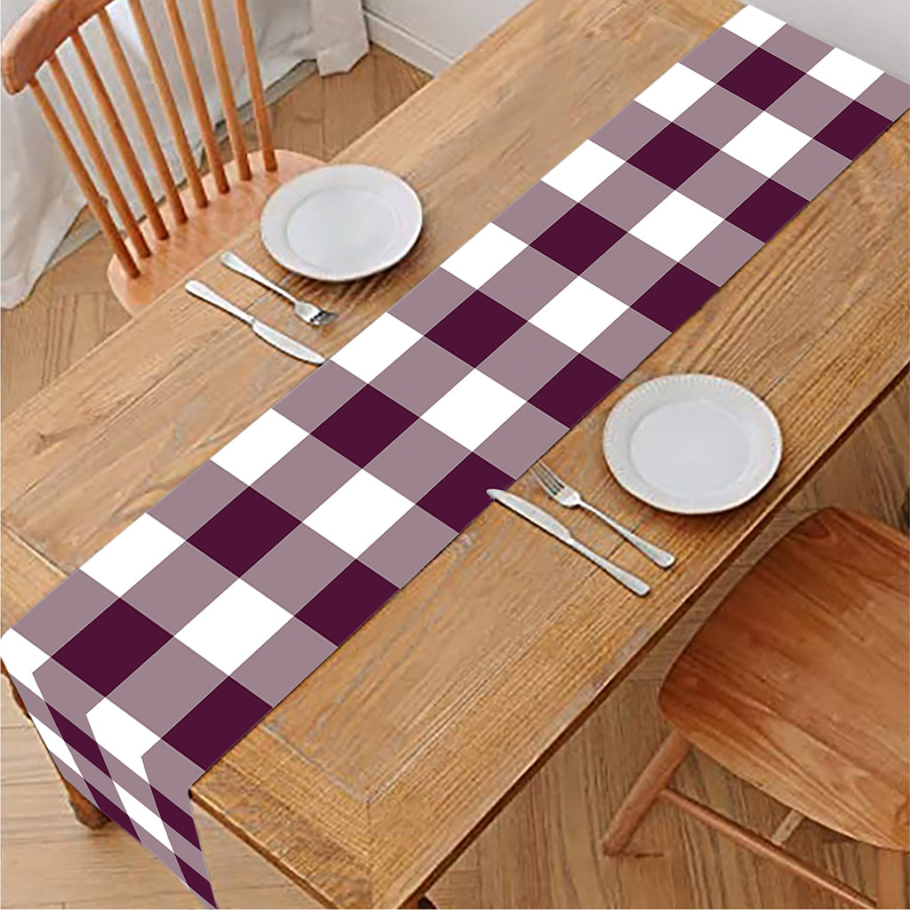 Burgundy And White Check Pattern Print Table Runner