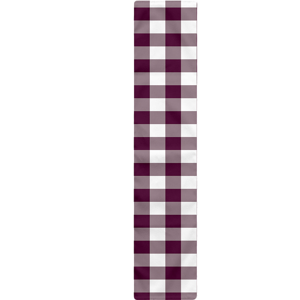 Burgundy And White Check Pattern Print Table Runner