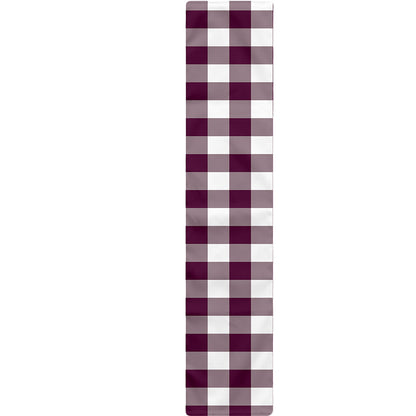 Burgundy And White Check Pattern Print Table Runner