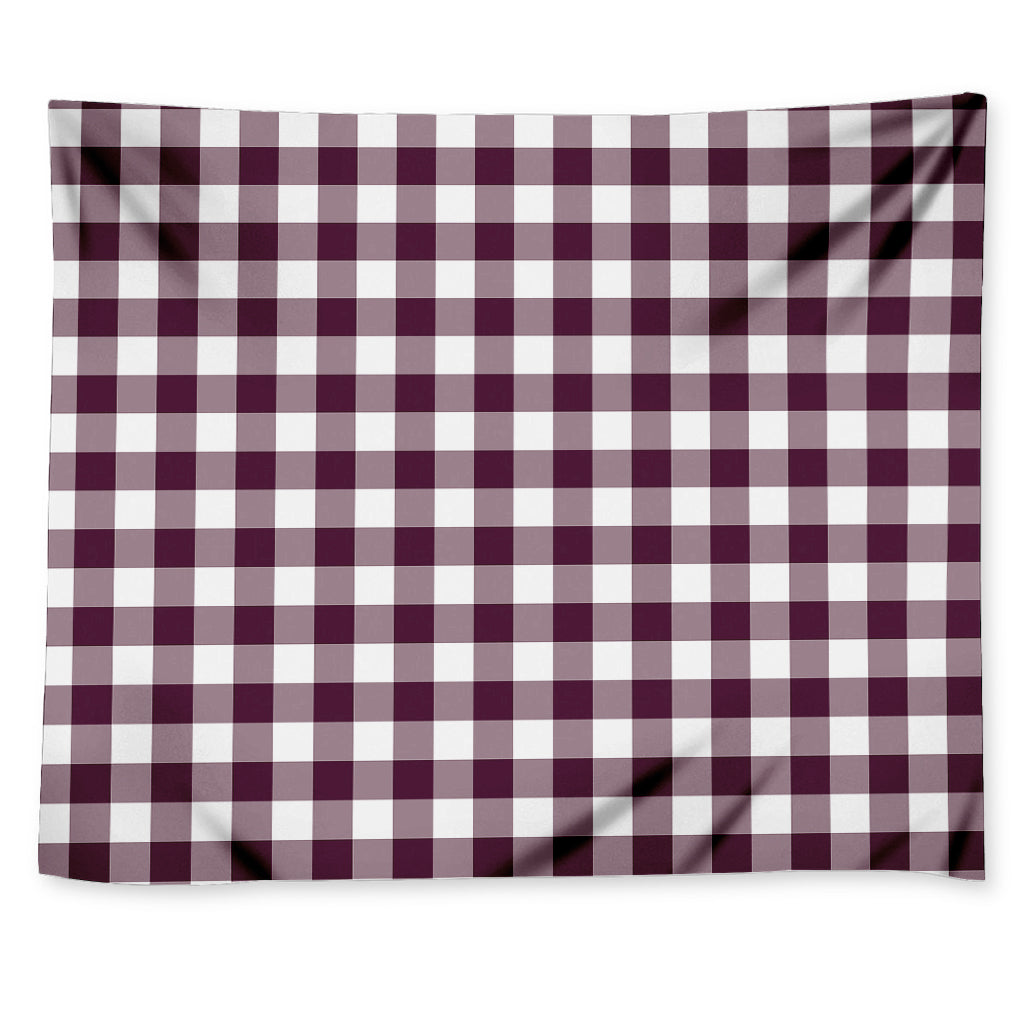 Burgundy And White Check Pattern Print Tapestry