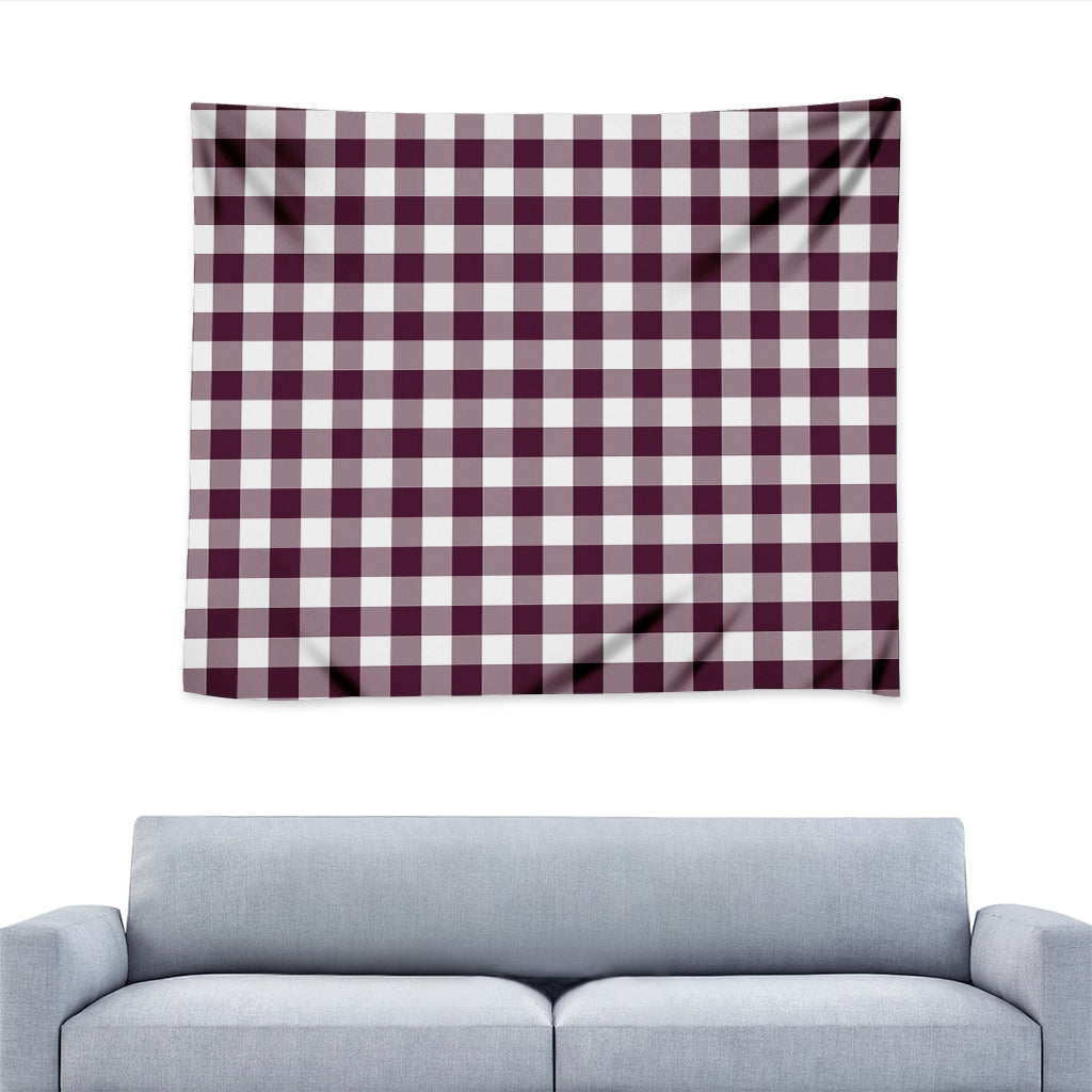 Burgundy And White Check Pattern Print Tapestry