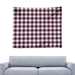 Burgundy And White Check Pattern Print Tapestry