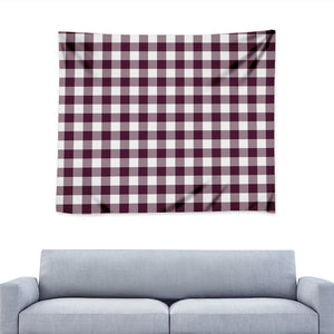 Burgundy And White Check Pattern Print Tapestry