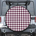 Burgundy And White Check Pattern Print Tire Cover