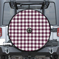 Burgundy And White Check Pattern Print Tire Cover With Camera Hole