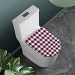 Burgundy And White Check Pattern Print Toilet Lid Cover