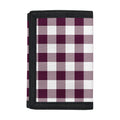 Burgundy And White Check Pattern Print Trifold Wallet