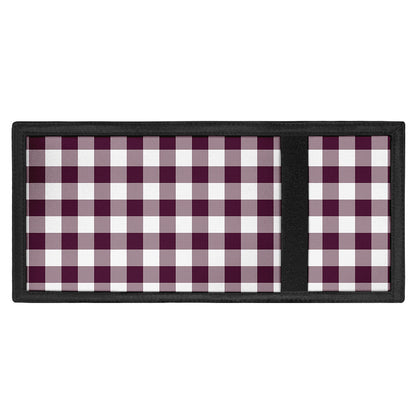 Burgundy And White Check Pattern Print Trifold Wallet