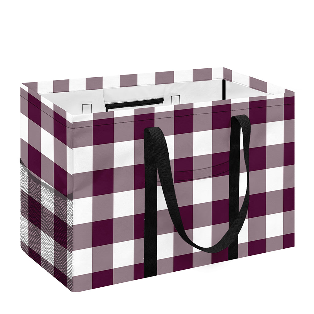 Burgundy And White Check Pattern Print Utility Tote Bag