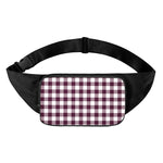 Burgundy And White Check Pattern Print Waist Bag