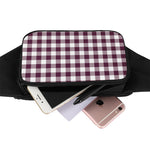 Burgundy And White Check Pattern Print Waist Bag