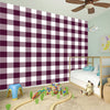 Burgundy And White Check Pattern Print Wall Sticker