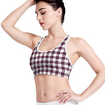 Burgundy And White Check Pattern Print Women's Sports Bra