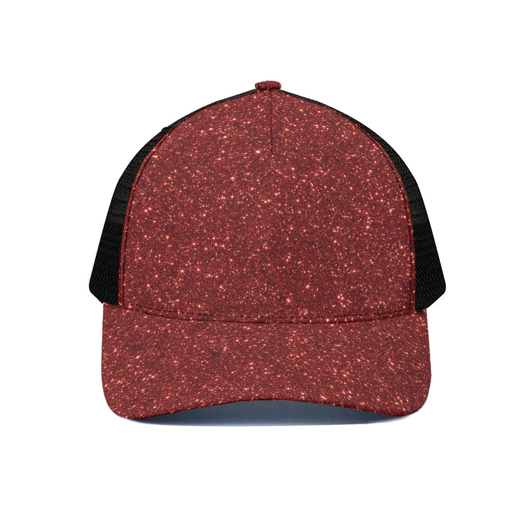 Burgundy Glitter Artwork Print (NOT Real Glitter) Black Mesh Trucker Cap