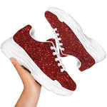 Burgundy Glitter Artwork Print (NOT Real Glitter) White Chunky Shoes