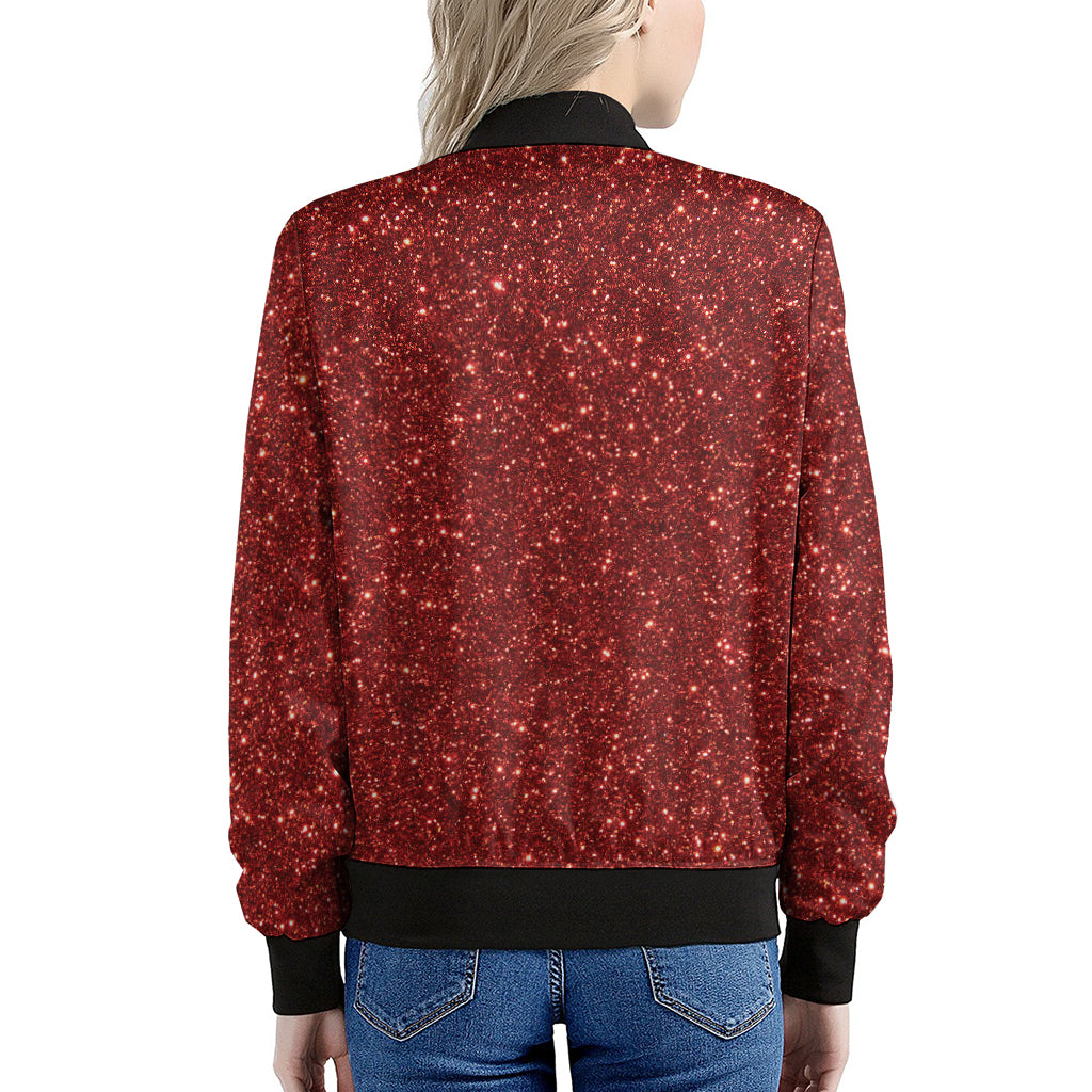 Burgundy Glitter Artwork Print (NOT Real Glitter) Women's Bomber Jacket