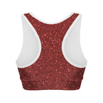 Burgundy Glitter Artwork Print (NOT Real Glitter) Women's Sports Bra