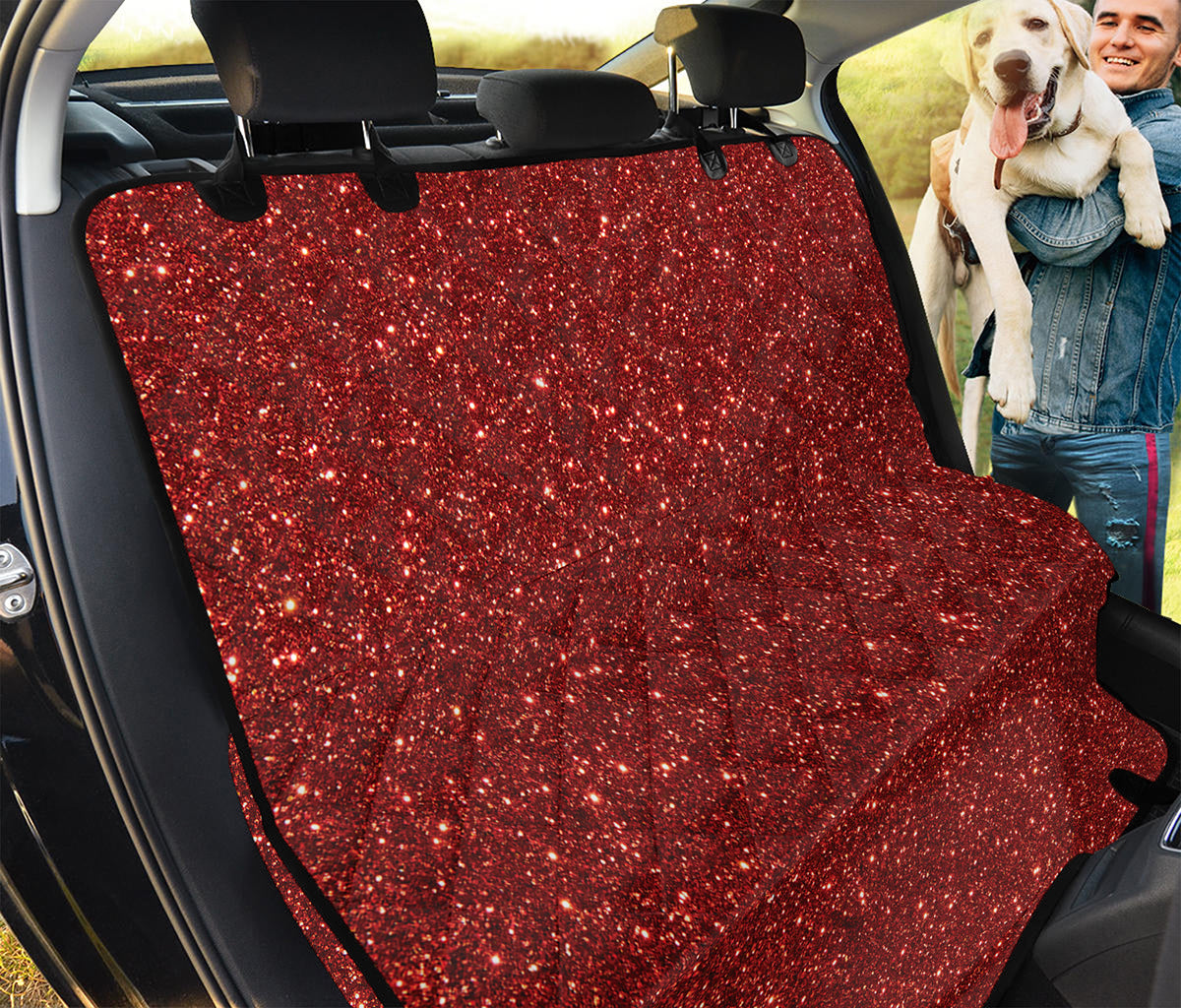 Burgundy (NOT Real) Glitter Print Pet Car Back Seat Cover