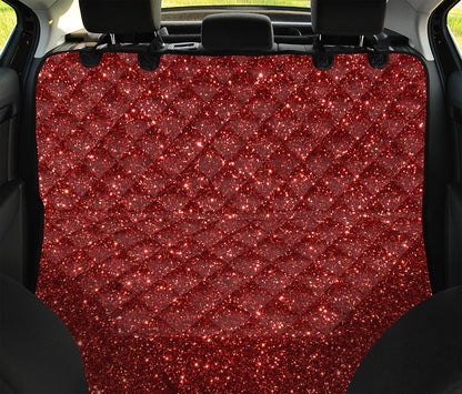 Burgundy (NOT Real) Glitter Print Pet Car Back Seat Cover