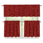 Burgundy (NOT Real) Glitter Print 3 Piece Kitchen Curtains