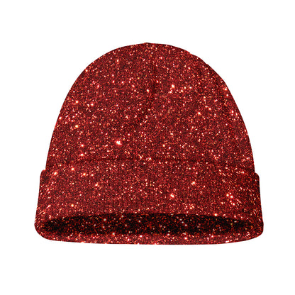 Burgundy (NOT Real) Glitter Print Beanie