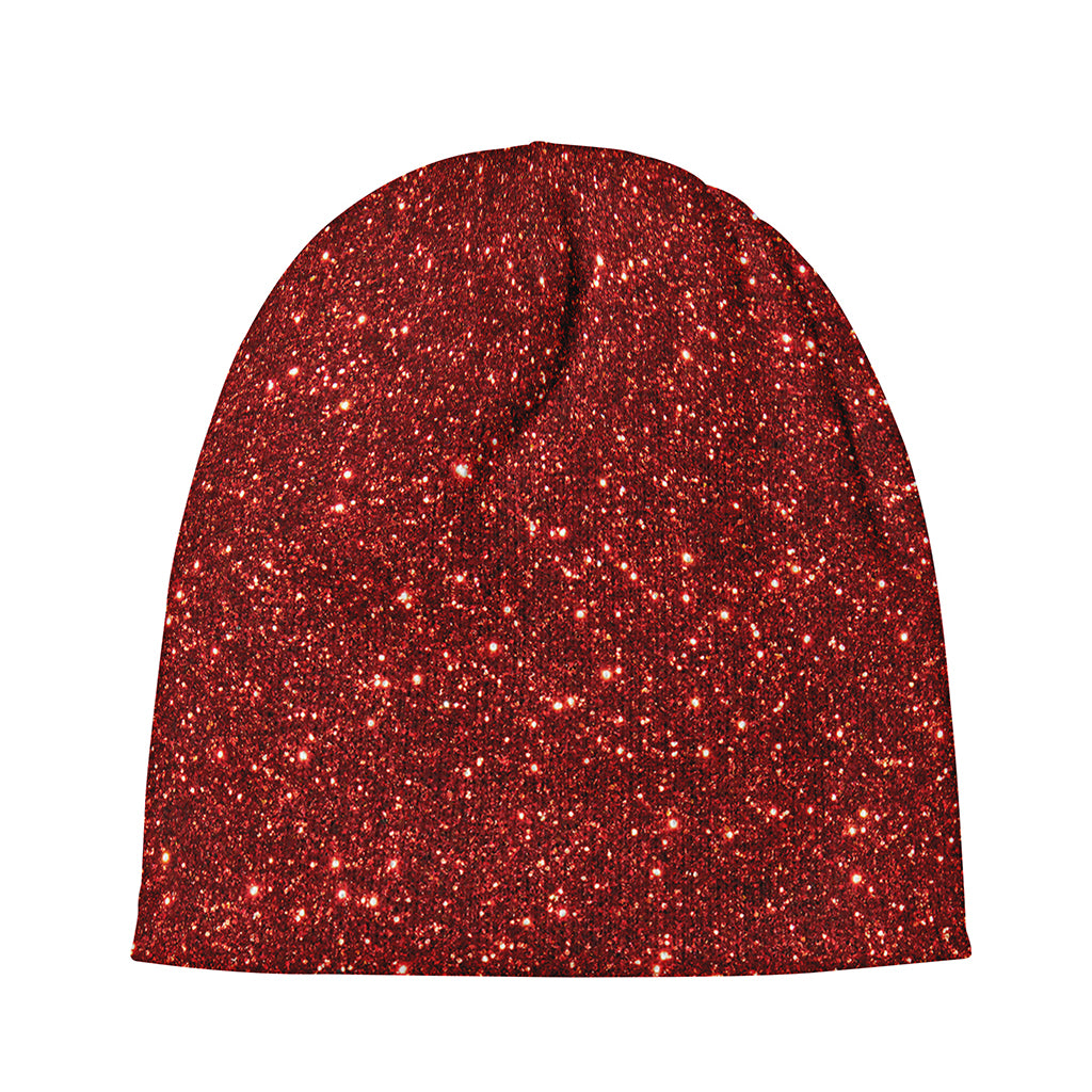 Burgundy (NOT Real) Glitter Print Beanie