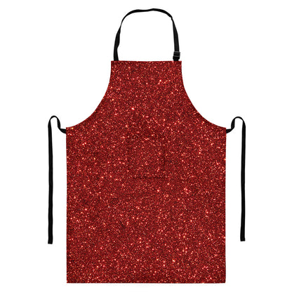 Burgundy (NOT Real) Glitter Print Bib Apron With Pocket