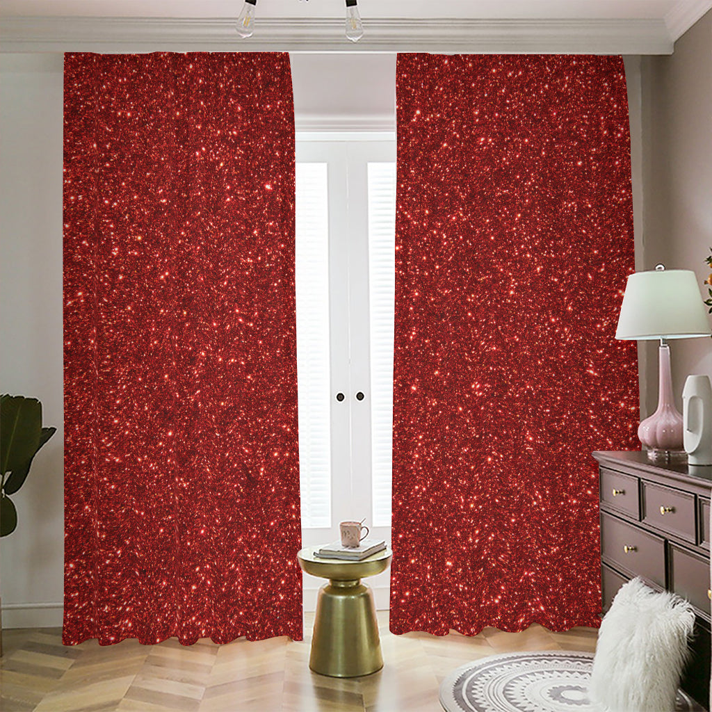 Burgundy (NOT Real) Glitter Print Blackout Pencil Pleat Curtains