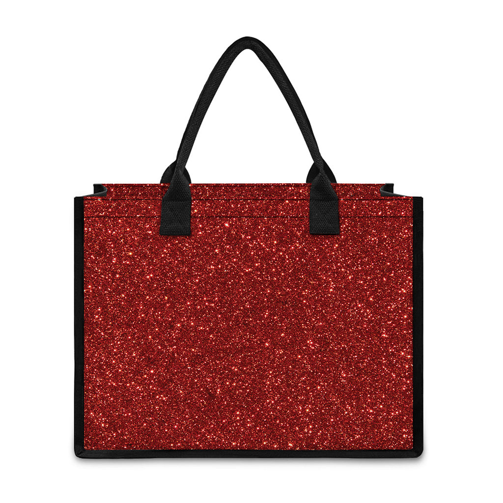 Burgundy (NOT Real) Glitter Print Canvas Tote Bag