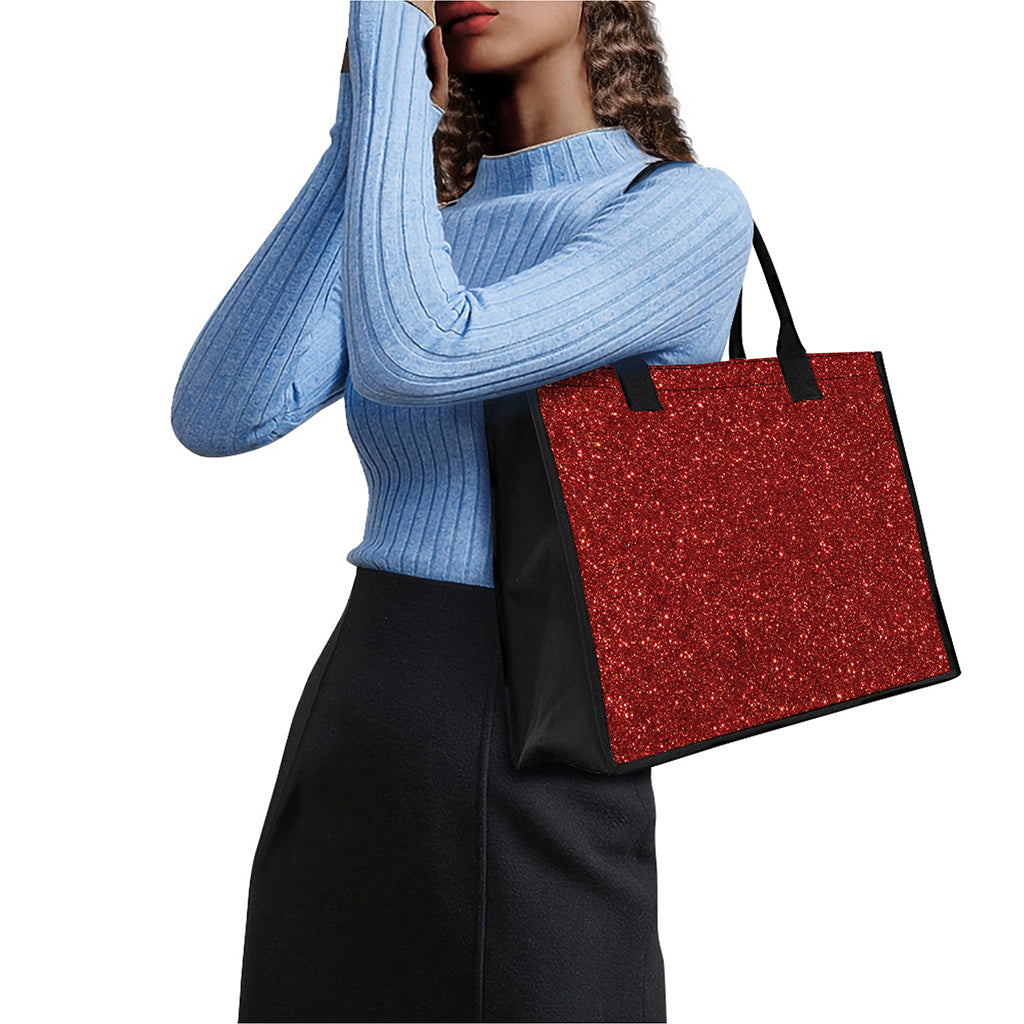 Burgundy (NOT Real) Glitter Print Canvas Tote Bag