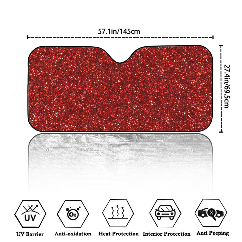 Burgundy (NOT Real) Glitter Print Car Windshield Sun Shade