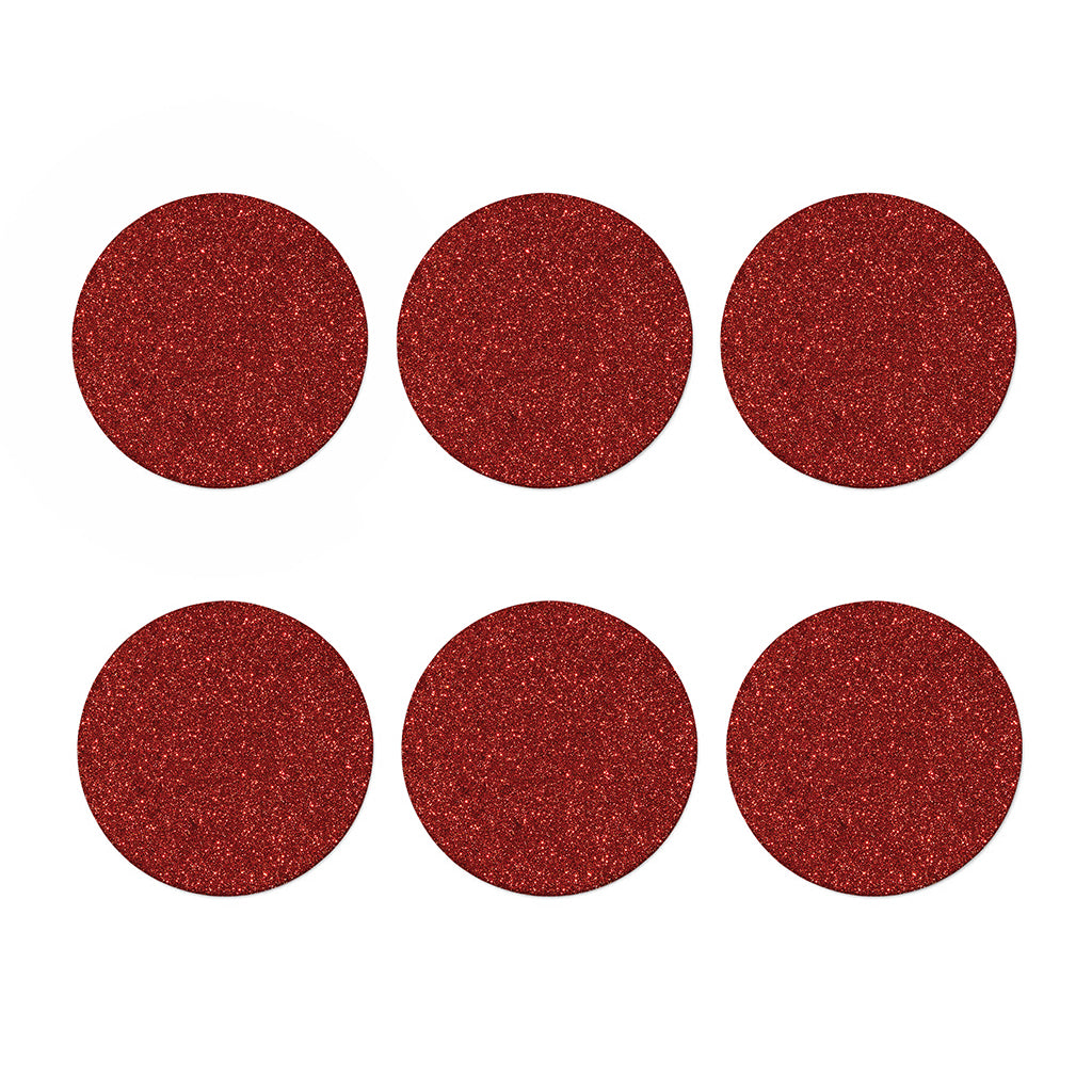Burgundy (NOT Real) Glitter Print Coaster Set