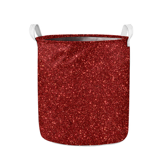 Burgundy (NOT Real) Glitter Print Collapsible Laundry Basket