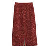 Burgundy (NOT Real) Glitter Print Cotton Front Slit Maxi Skirt