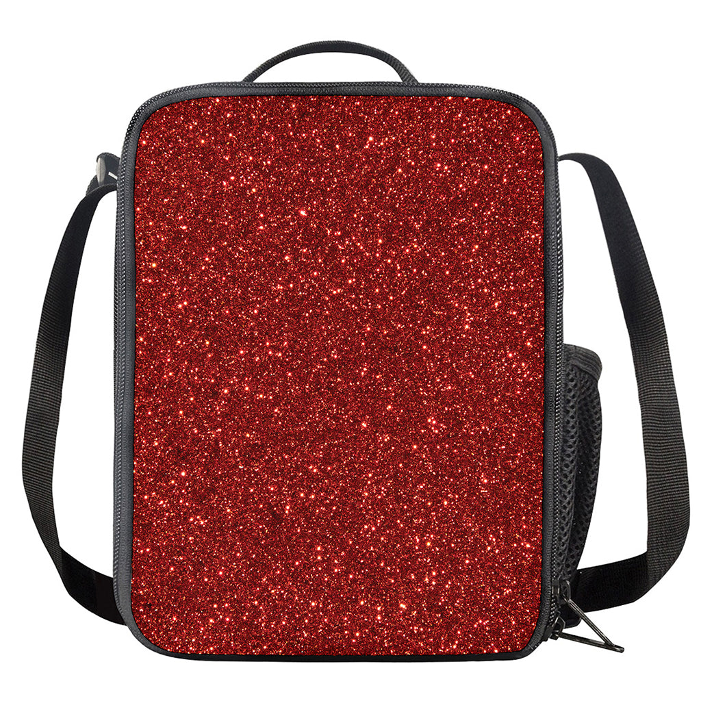Burgundy (NOT Real) Glitter Print Crossbody Lunch Bag