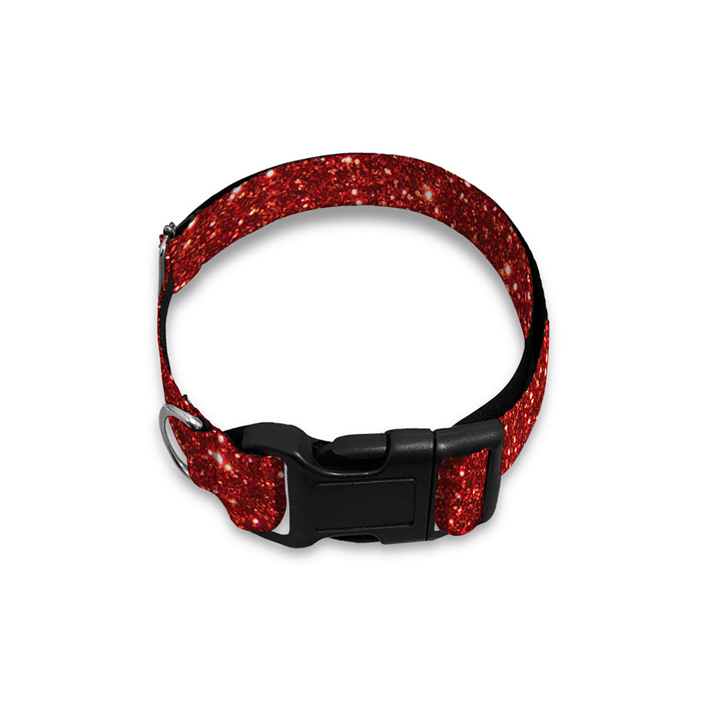Burgundy (NOT Real) Glitter Print Dog Collar
