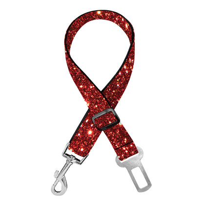 Burgundy (NOT Real) Glitter Print Dog Seat Belt