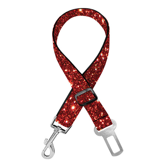 Burgundy (NOT Real) Glitter Print Dog Seat Belt