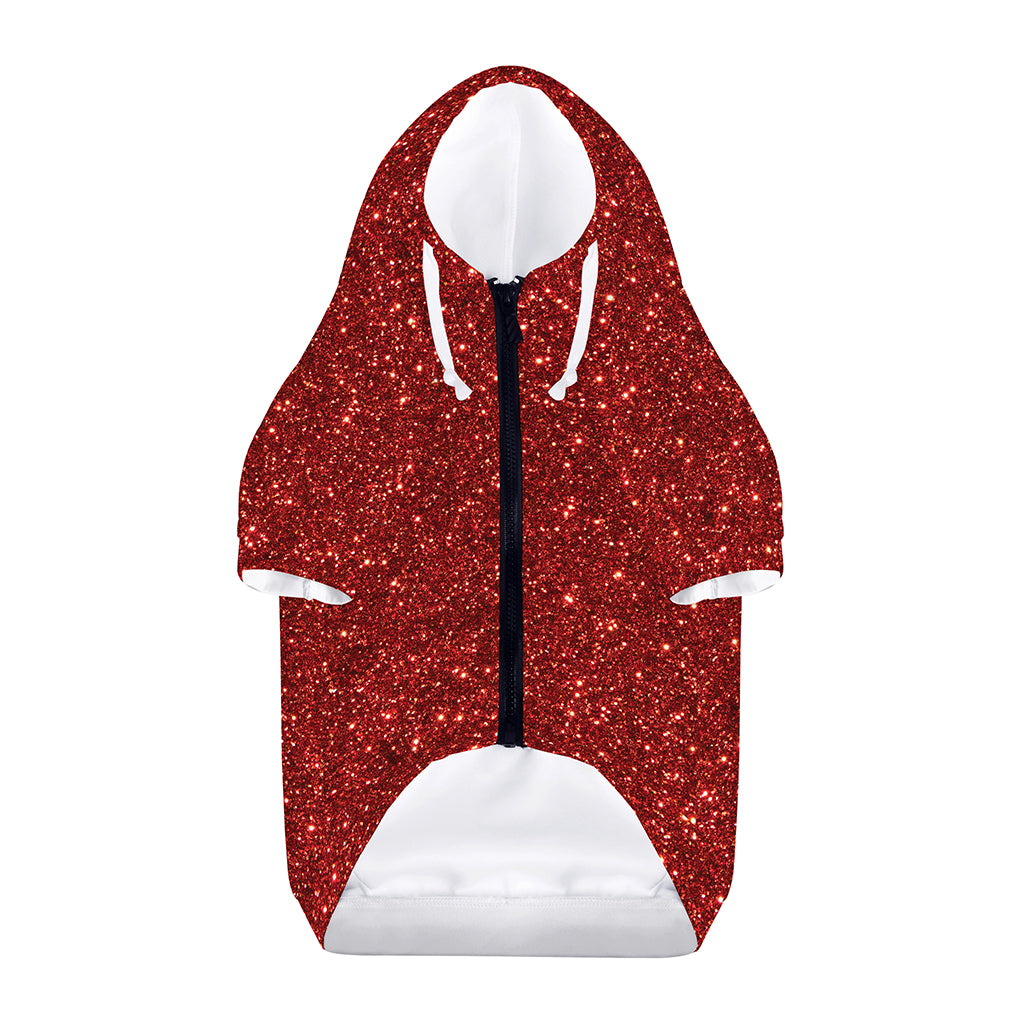 Burgundy (NOT Real) Glitter Print Dog Zip Up Hoodie