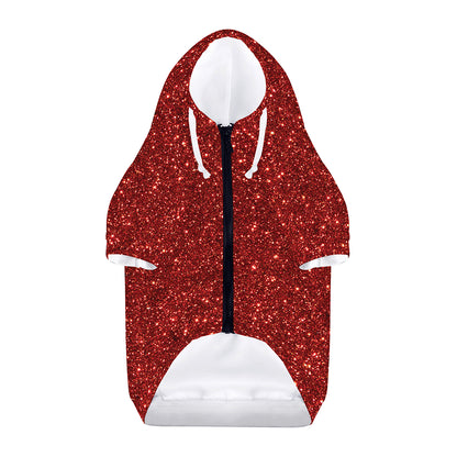 Burgundy (NOT Real) Glitter Print Dog Zip Up Hoodie