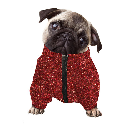 Burgundy (NOT Real) Glitter Print Dog Zip Up Jacket
