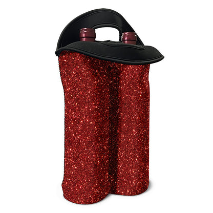 Burgundy (NOT Real) Glitter Print Double Neoprene Wine Tote