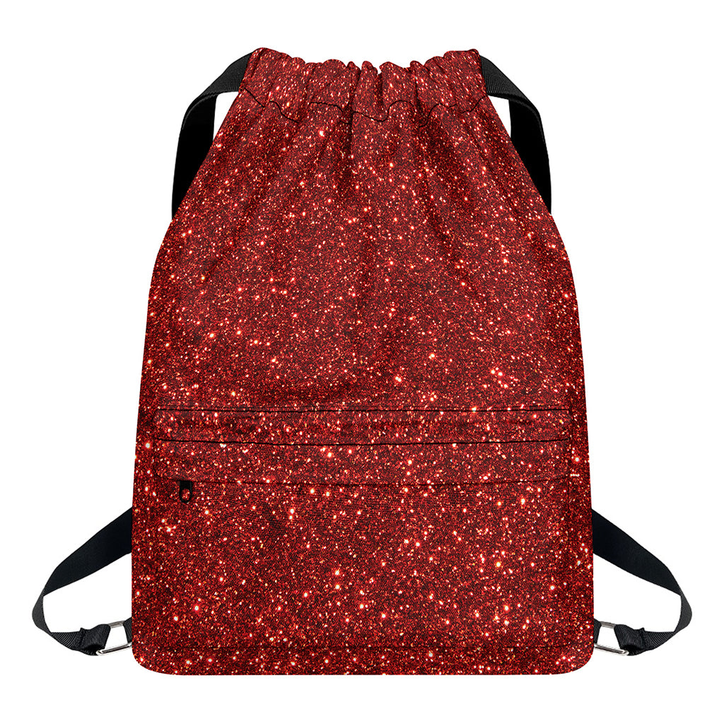 Burgundy (NOT Real) Glitter Print Drawstring Backpack
